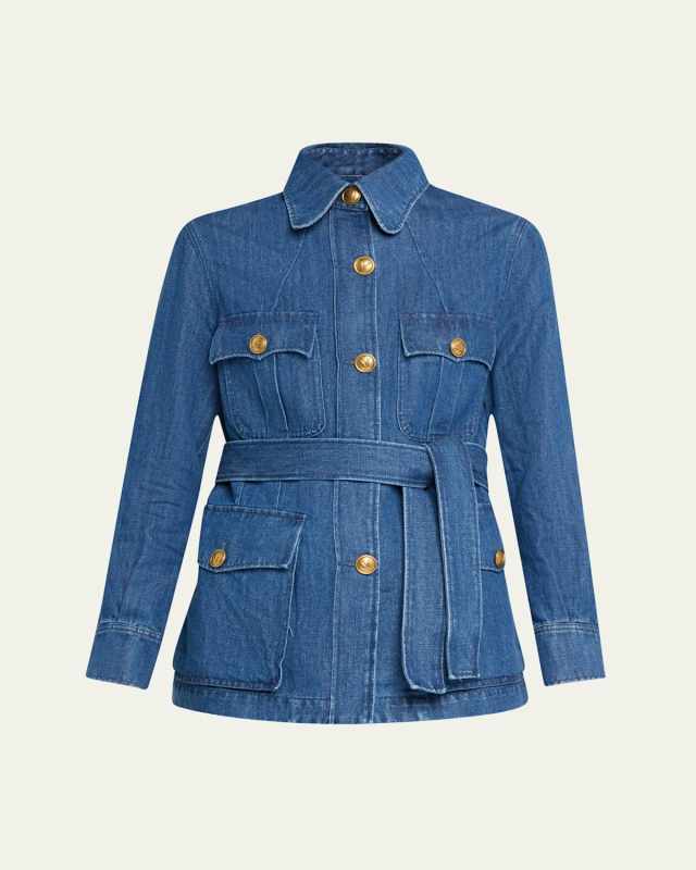 Belted Button Down Denim Shirt
